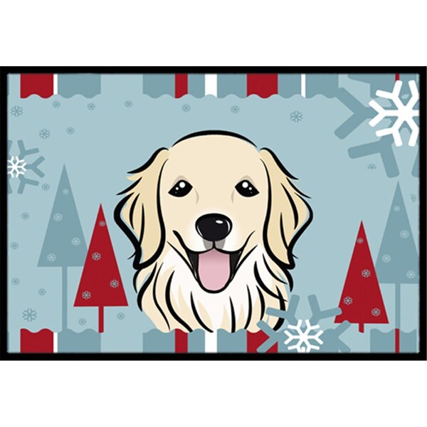 Jensendistributionservices Winter Holiday Golden Retriever Indoor & Outdoor Mat, 18 x 27 in. MI2556735 - main